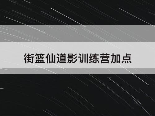街篮仙道影训练营加点