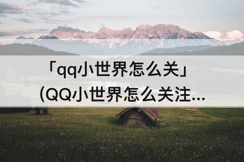 「qq小世界怎么关」(QQ小世界怎么关注陌生人)