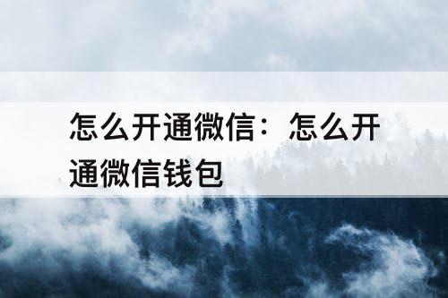 怎么开通微信：怎么开通微信钱包