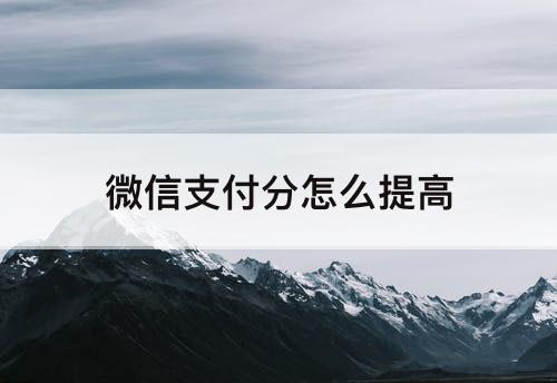 微信支付分怎么提高