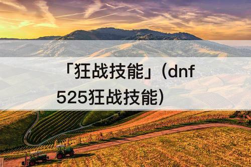 「狂战技能」(dnf525狂战技能)