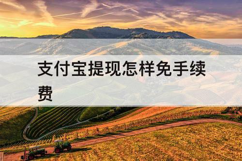 支付宝提现怎样免手续费