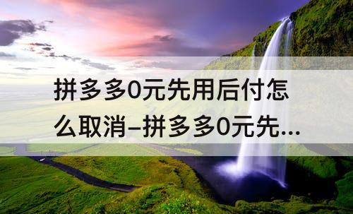 拼多多0元先用后付怎么取消-拼多多0元先用后付怎么取消不了