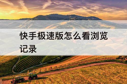 快手极速版怎么看浏览记录