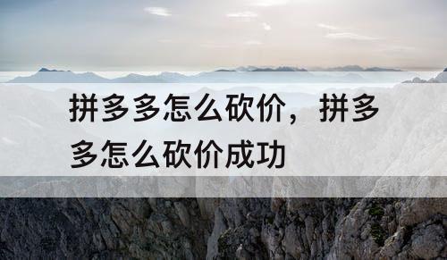 拼多多怎么砍价，拼多多怎么砍价成功