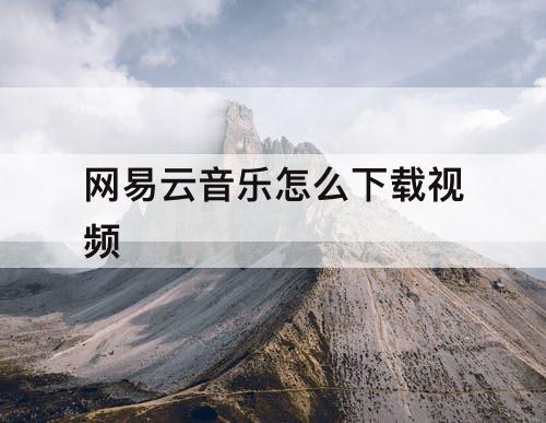 网易云音乐怎么下载视频