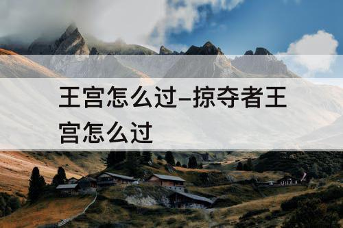 王宫怎么过-掠夺者王宫怎么过
