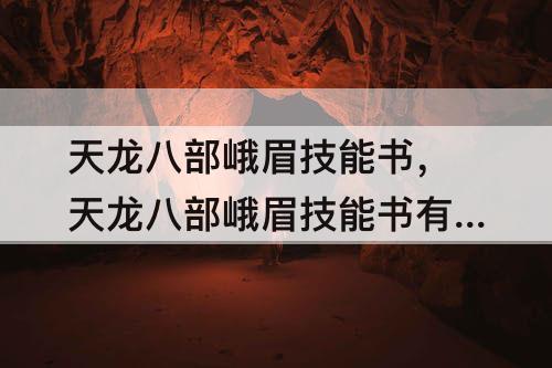 天龙八部峨眉技能书，天龙八部峨眉技能书有哪些