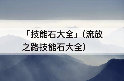 「技能石大全」(流放之路技能石大全)