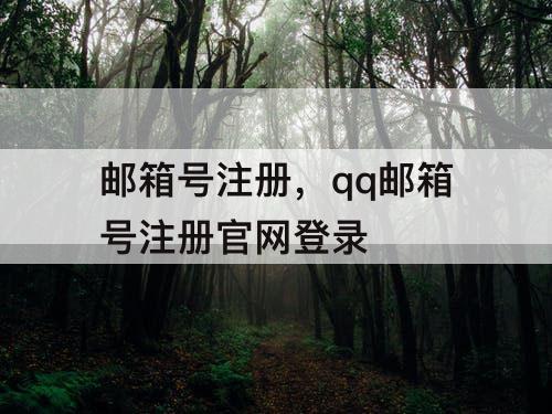 邮箱号注册，qq邮箱号注册官网登录
