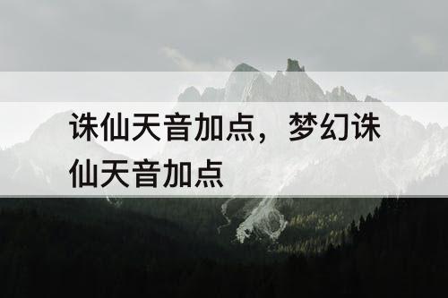 诛仙天音加点，梦幻诛仙天音加点