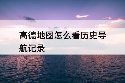 高德地图怎么看历史导航记录