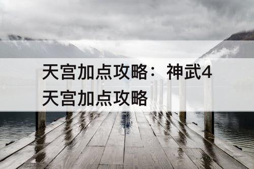 天宫加点攻略：神武4天宫加点攻略