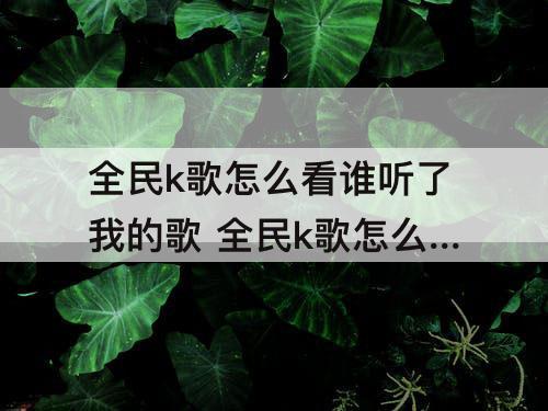 全民k歌怎么看谁听了我的歌 全民k歌怎么看谁听了我的歌频繁度
