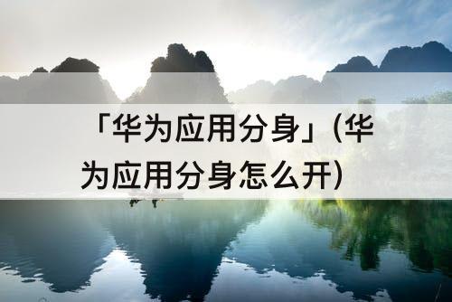 「华为应用分身」(华为应用分身怎么开)