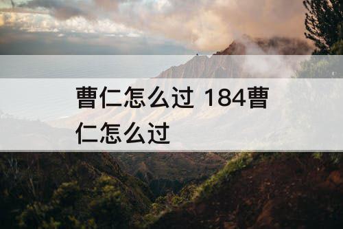 曹仁怎么过 184曹仁怎么过