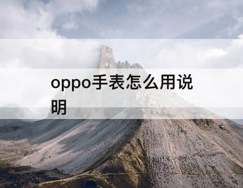 oppo手表怎么用说明