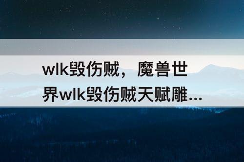 wlk毁伤贼，魔兽世界wlk毁伤贼天赋雕文