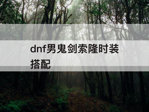dnf男鬼剑索隆时装搭配