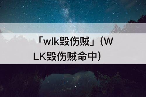 「wlk毁伤贼」(WLK毁伤贼命中)