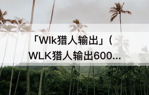 「Wlk猎人输出」(WLK猎人输出6000多怎么提高)