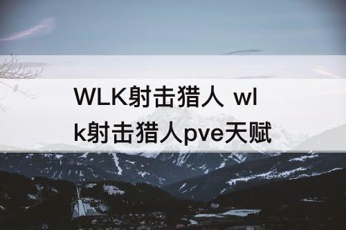 WLK射击猎人 wlk射击猎人pve天赋