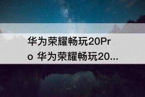 华为荣耀畅玩20Pro 华为荣耀畅玩20Pro怎样开5G