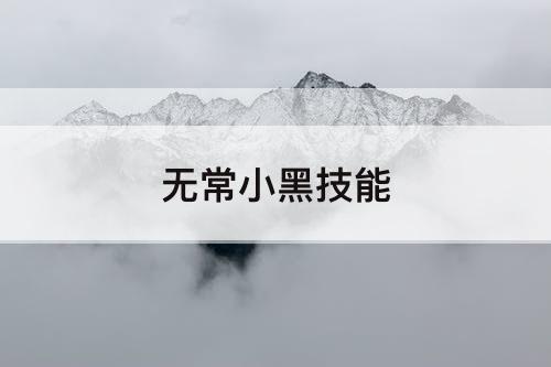 无常小黑技能